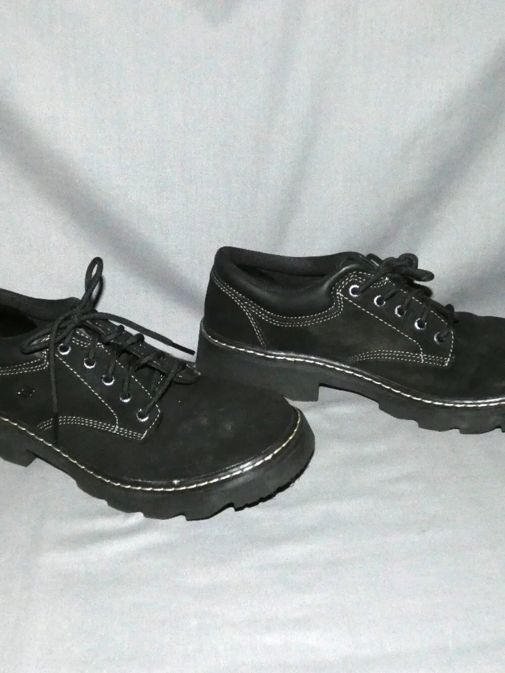 Skechers Parties Mate Black Suede Chunky Oxford Shoes Womens 11 Lace Up Y2K 90s